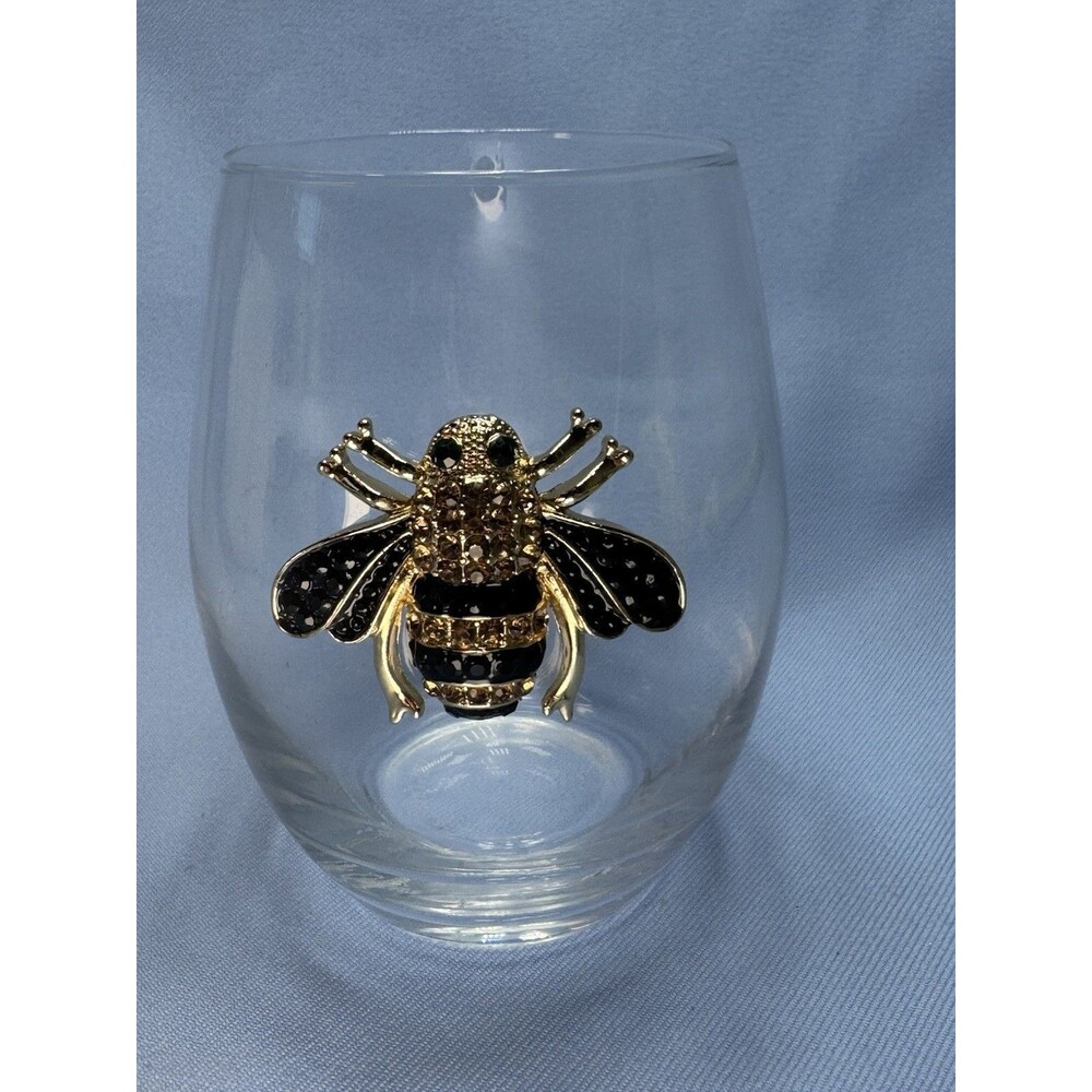 Rachel Zoe Rhinestone Bumble Bee Stemless Wine Glass Tumbler